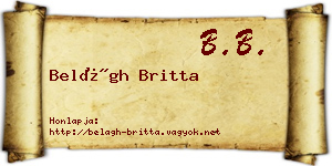 Belágh Britta névjegykártya